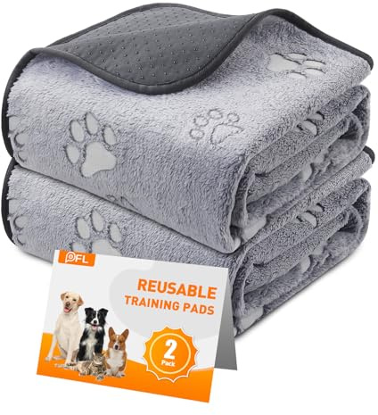 PICK FOR LIFE Inkontinenzunterlage Waschbar Welpenunterlagen für Hunde | 2er Set Schnell Absorbierend Matte für Hunde Haustier Hygieneunterlage für Welpen Alte Inkontinente Hunde Grau (70x100cm)