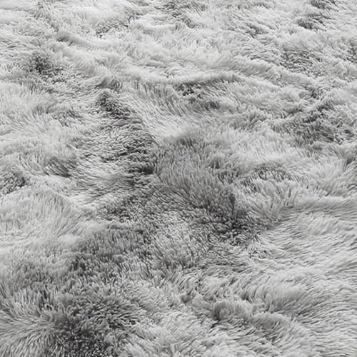 AIMECO Hochflor Teppich Wohnzimmer Carpet 160X200cm Anti-Rutsch Extra Große Teppiche Schlafzimmer flauschig Teppiche Matte Teppichen Mädchen Schlafzimmer und Kinderzimmer.Tie-dye Hellgrau