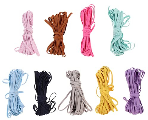 NUOBESTY Lot de 9 Bandes Élastiques Colorées Fines 3 Mm en Nylon pour Couture DIY, Accessoires Artisanaux Multicolores, Bricolage Vêtements et Masques, Loisirs Créatifs, Couleur Aléatoire