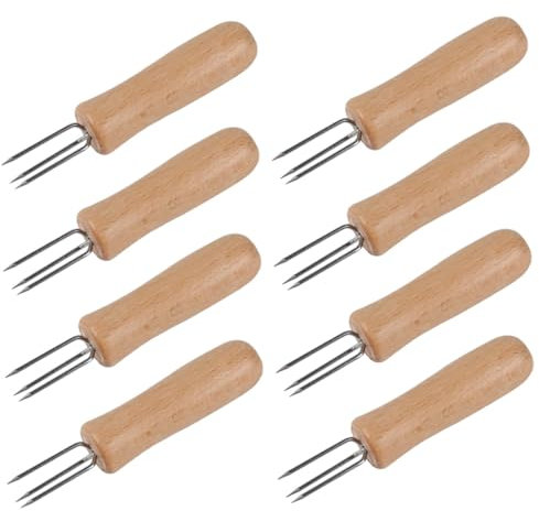 Mipcase Kit D'outils pour Barbecue 8 Pièces en Acier Inoxydable avec Porte-maïs à Trois Broches Et Fourchettes à Fruits pour en Plein Air