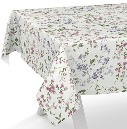 ANRO Wachstuchtischdecke Wachstischdecke Wachstuch Tischdecke abwaschbar Gartentischdecke Blümchen 100x140cm Schnittkante wasserabweisend Meterware pflegeleicht Lotuseffekt