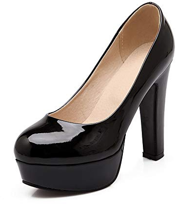 Escarpins tendance à bout rond pour femme - Talon super haut de 12 cm - Confortable - Marche facile - Plate-forme de 3 cm - Escarpins de soirée pour femme - Grande taille z99-10s