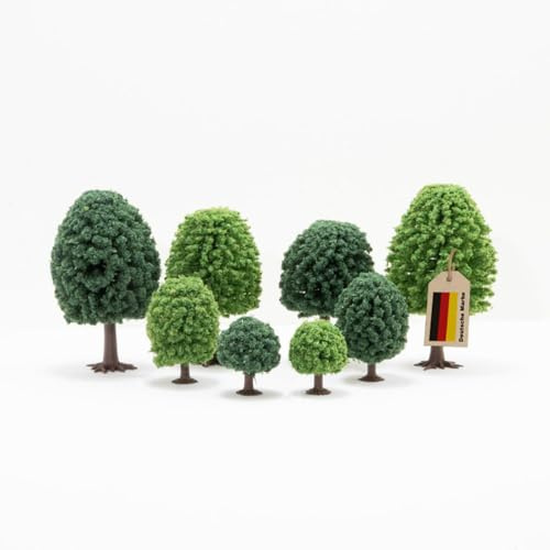 Modellnatur - Juego de árboles para modelismo | Árboles realistas en miniatura para maquetas, paisajismo, dioramas y decoración, H0, TT, N, Z, artículos decorativos (30 unidades, 3,5 – 9 cm de alto)