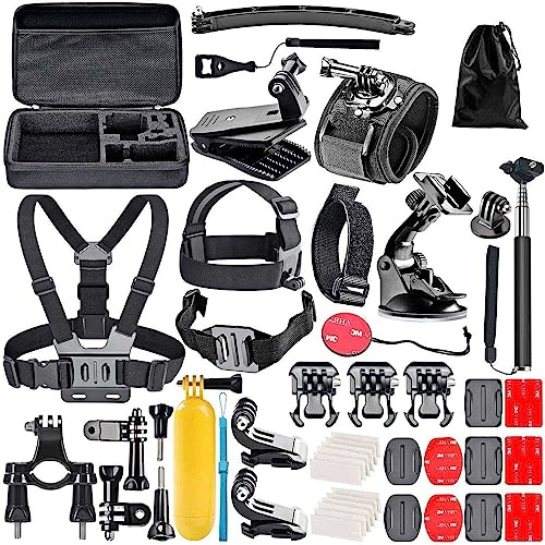 Navitech 50-in-1 Action Camera Accessories Combo Kit with EVA Case - Compatible With AKASO Brave 7 LE 4K 30FPS 20MP WiFi Action Camera