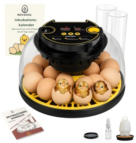 INCUBADORA HUEVOS AUTOMÁTICA Para Todo Tipo De AVES| 12-16 Huevos| Control Automático De Temperatura, Humedad| Incluye Calendario,Comedero,Bebedero y Guía|Sin baterías,alimentación por enchufe 35W
