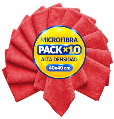 Pongal Pack 10 Bayetas Microfibra Rizo Alta Densidad 40x40 Limpieza Hogar Coche Cristales Cocina Baño Absorbentes Reutilizables Lavables Seco Húmedo Superficies Delicadas Profesionales