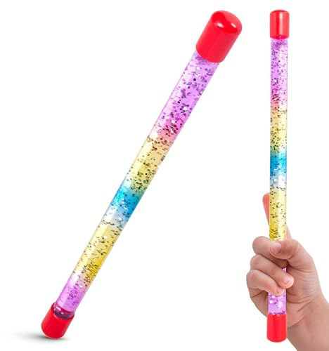 Tiwoca Baguette Magique 31 cm, Magic Wand, Tube sensoriel coloré avec Liquide – Accessoire élégant pour déguisement Enfant: Petite Princesse, fée ou Magicien – Baguette sorciere Enfant