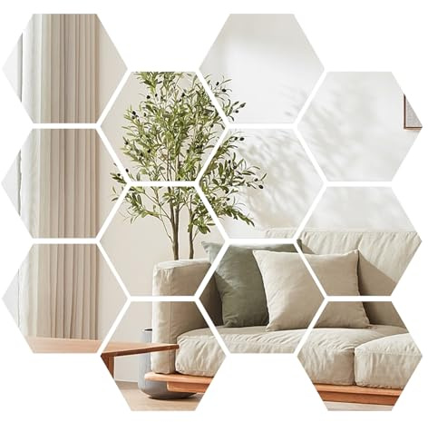 QESSUVNC Self-Adhesive Mirror Film (10, Hexagonal)