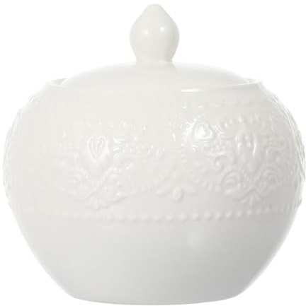 Toyvian Pot à Sucre en Céramique Facile à Transporter Blanc Grosse Capacité, Design Élégant et Simple et Ranger Cuisine Décoration de Table