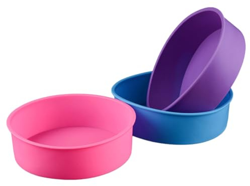 TOYANDONA Set 3 Stampi in Silicone per Torta Rotonda 17 CM Pirottini per Cupcake Ecologici Stampi per Dolci Riutilizzabili per Uso Domestico e Professionale Colore Casuale Colore Casuale