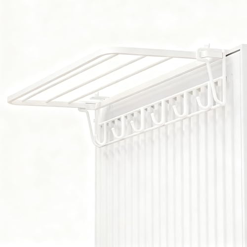 Étagère de Radiateur Ajustable, Rangement Gain de Place pour Salle de Bain et Salon, Support pour Serviettes et Vêtements(White,13.7in/35cm)