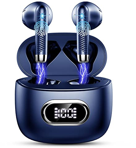 Drsaec Ecouteurs Bluetooth sans Fil, Écouteurs Bluetooth 5.3 avec HiFi Stéréo Basses Casque, 50H Récréation, 4 ENC Réduction de Bruit Mic, Oreillette Bluetooth Sport IP7 Étanche, Noir avancé