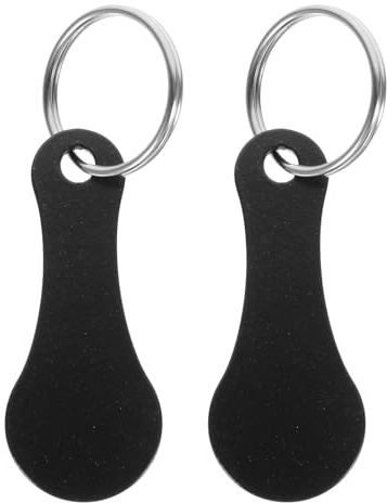 Milisten 2pcs Metal Shopping Trolley Tokens Keychain with Release Key for Shopping Cart Lock, Black Sturdy Keyring for Grocery Stores and Everyday Use