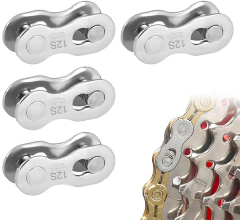 4 pares de candados de cadena de 12 velocidades, eslabones de conexión para cadena de bicicleta con mecanismo de enlace rápido, aptos para bicicletas de montaña y de carretera de 12 velocidades.