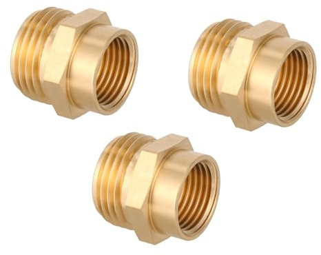 Goktvai 3pz Ottone Adattatore Tubo Giardino, 1/2 NPT Femmina a 3/4 GHT Maschio Raccordo Tubo Giardino Senza Perdita Raccordi Pipe Acqua per Esterno Irrigazione Forniture Idrauliche Uso Camper