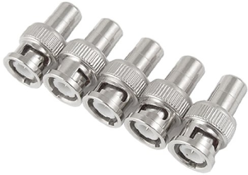 sourcing map A11041200ux0146 5 Pcs BNC Male Connector To RCA Female RF Coaxial Connector for CCTV Video Pack Of 5