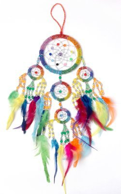 Woru Traumfänger - Dreamcatcher GUTER Traum, Ø 9 cm & 4 x 3,5 cm, bunt, farbig