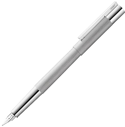 LAMY scala Füllhalter 051 - Füller aus strichmattiertem Edelstahl in der Farbe Silber mit Griffstück und Clip hochglanz verchromt - Federstärke M
