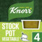 Knorr Vegetable Stock Pot gluten-free to add a rich flavour to vegetable-based and vegetarian meals 4x 28 g