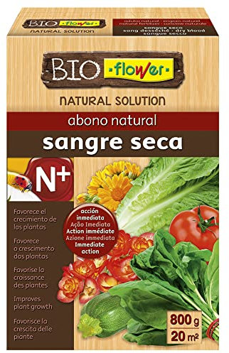 Flower - Bioflower Sangre Seca Abono Natural | Estimulador de Crecimiento | Acción Inmediata | Para 20 m2, No aplica color, Tamaño 16x5.5x23.5 cm, Material Abono sólido
