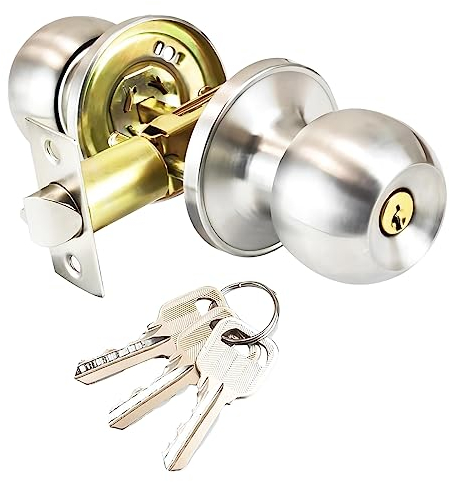 Qrity Set di pomelli per porta, entrata privacy, acciaio inossidabile, bloccare con i tasti