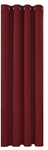 Deconovo Blickdichte Gardinen Vorhang Blickdicht Ösenvorhang Vorhang Fenstervorhang, 160x132 cm(HöhexBreite), Rot, 1 Stück