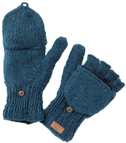 GURU SHOP Handschuhe, handgestrickte Klapphandschuhe, Fingerhandschuhe uni | Warme Fleece gefütterte Fausthandschuhe, Klappe für Finger frei, Daumenöffnung, ideal für große Hände, 27 cm lang