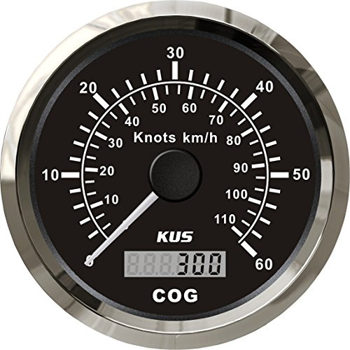 KUS Tachometer, Kilometerzähler, 60 Knots 110 km/h, für Boat Yachts, 85 mm, mit Hintergrundbeleuchtung (schwarz)