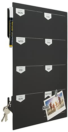 SECURIT FB-PLAN Kreidetafel SILHOUETTE Wochenplaner , 45 x 30 x 0.3 cm | Kreidemarker enthalten - Mit Schlüsselhaken - Innen und Außen