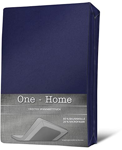 one-home Frottee Spannbettlaken Spannbetttuch 90x200 140x200 180x200 Bettlaken Baumwolle, Maße:180x200 cm - 200x200 cm, Farbe:Navy/Marine Blau