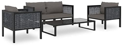 vidaXL Gartenmöbel 5-TLG. mit Auflagen Lounge Sofa Garten Garnitur Sitzgruppe Sitzgarnitur Gartenset Gartensofa Poly Rattan Anthrazit