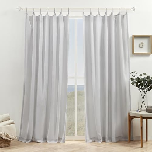 EXCLUSIVE HOME Bari Light Filtering Spiral Loop Tab Top Curtain Panels, 54x108, Silver, Set of 2