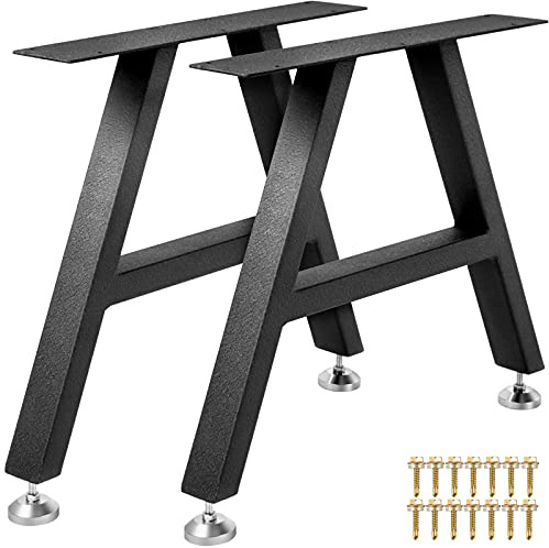 VEVOR Pieds de table en métal, 40,6 x 45 cm, pieds de bureau en forme A, lot de 2, avec revêtement en polyuréthane, pieds de meubles avec protections de sol, pieds de table basse pour maison bricolage
