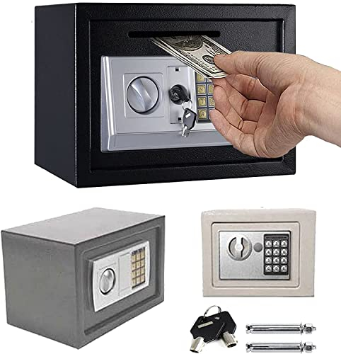 Tresor - Cassaforte da 4,6 l, con 2 chiavi di emergenza, utilizzabile a casa, in ufficio, in hotel, per gioielli, contanti di sicurezza, 17 x 23 x 17 cm