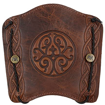 elToro Prime Crann - Plate - Armschutz; Zubehör zum Bogenschießen, Schutz aus hochwertiges Glattleder mit Ornament (Chestnut)