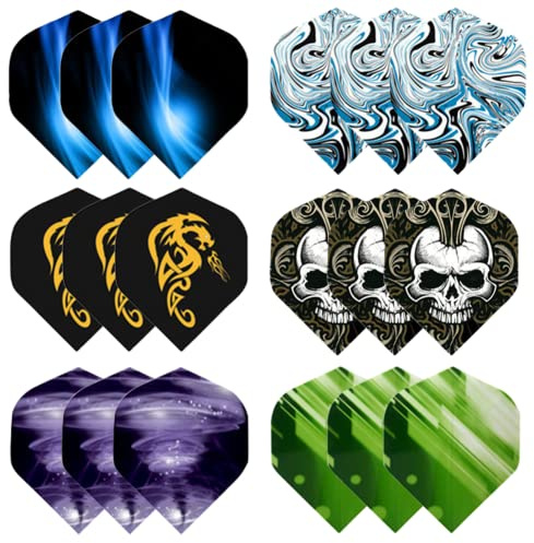 Chyaya Dart Flights, 18 Pcs Standard Flights, Dartset No.2 Shape and Design, Feather Replacement Tails Wing For Steel Tip And Soft Tip Darts, Professional Dart Accessories