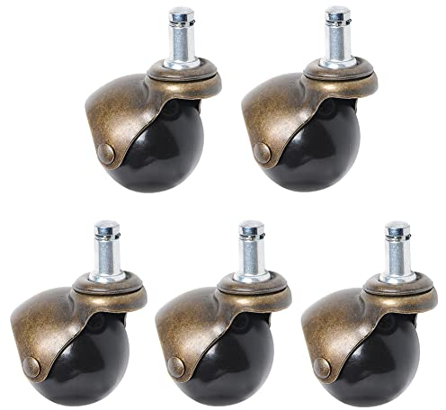 Bürostuhl Stuhlrollen 5-teiliges Set, Ohne Kratzer Bürostuhlrollen Hartbodenrollen, für 11mm Bürostühle Schreibtisch Stuhl Drehstuhl Sessel, Büro Schreibtischstuhl Rollen für Parkett Teppich Hartboden