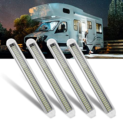 WOWLED 4X 120 LED Innenbeluchtung, 12V LED Leiste mit ON/Off Schalter, 12V LED Lampe Leuchte Innenlichtleiste, LED RV Deckenleuchte Dachbeleuchtung, Auto Leuchtstofflampe für Auto Wohnmobil Van Bus