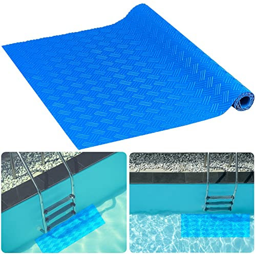 YUNXEXIT Swimming Pool Ladder Mat, 36x17 Inch, Blue - Protective Pad for Above Ground Inground Pools Steps Stairs Ladders Rubber, Long Service Life