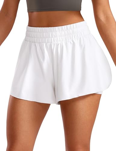 CRZ YOGA 2 in1 Split Flowy Running Shorts 3 | High Waisted, Quick Dry, Lightweight, Pockets, Skort for Women