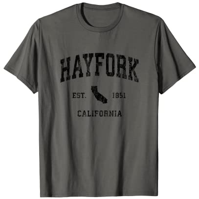 Hayfork California CA Vintage Athletic Black Sports Design T-Shirt