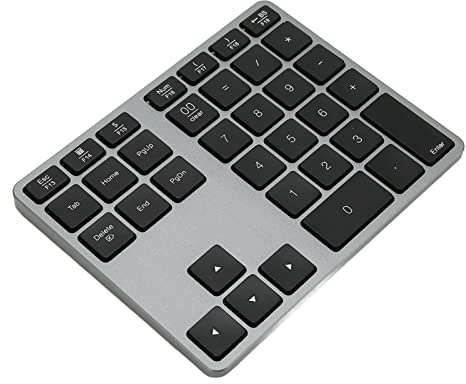 VBESTLIFE Bluetooth-Nummernblock für Laptop, Schlanker Kabelloser Nummernblock mit 35 Tasten Zur Dateneingabe, Wiederaufladbarer Kabelloser Ziffernblock Typ C, Kompatibel mit Laptop