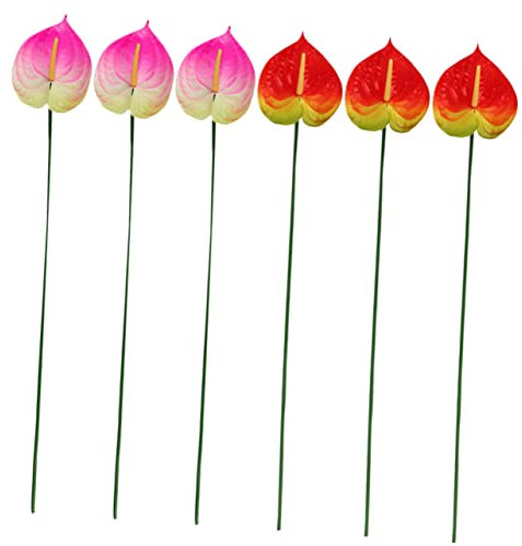 YARNOW 6stücke Teiliges Künstliches Anthurium Blumenarrangement Farbenfrohe Dekoration Künstliche Pflanzen Für DIY Blumentischmittelstück Wohn Bürodeko