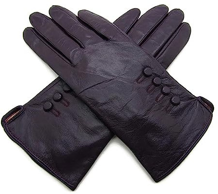 TheGloveHut Damen Echtes Weiches Leder Handschuhe Vollständig Gefüttert Geschenk Verpackt (Lila, Extragroß 8 )