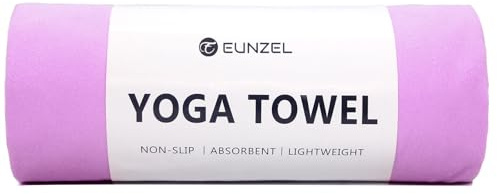 Eunzel Hot Yoga Towel Non Slip Yoga Mat Towel Non-Slip Sweat Absorbent Microfiber Towel for Hot Yoga, Pilates and Workout 72 x 26.5, Purple
