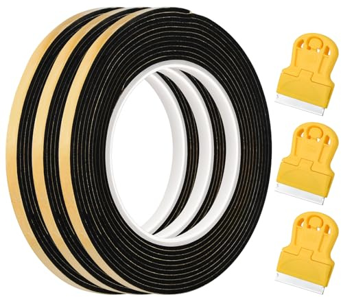Ancable Cinta de sellado de 3,3 m con pequeño raspador para placa de cocción, 7 mm x 2 mm, cinta de montaje para vitrocerámica (3 cintas de sellado + 3 rascadores)