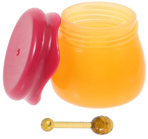 FRCOLOR Small Lip Balm Jar 6g Refillable Cosmetic Cream Container Spoon Travel Sub Jar Empty Lotion Bottle Red Mushroom Head