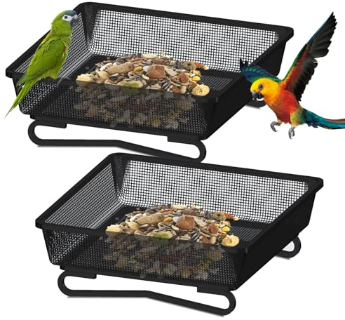 Vogelfutterspender 2 Stück, Futterhäuschen für Vögel, Futterhaus für Vögel Metall, Futterschale Vögels, Futterspender Vögels, Bodenfutterstelle für Wildvögel Meise Eichhörnchen