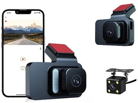 Dash Cam DVR Per Auto GPS Dash Cam 1080P Videoregistratore Drive Modalità Parcheggio Controllo WiFi Visione Notturna Scatola Nera Monitor Vista Posteriore Telecamera per Auto (Colore : Style3, Misur