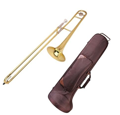 Professionelle Posaune Messing Lackierter Goldkorpus Tenorposaune B-Flachposaune Mit Aufbewahrungskoffer Und Zubehör